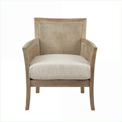 Cane Woven Accent Armchair, Adult Single Seating Chair for Living Room Bedroom Small Spaces