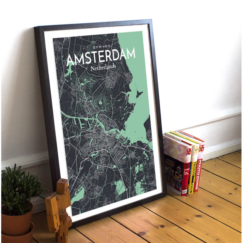 Amsterdam City Map - No Frame Print, 43.2cm H x 27.9cm W x 0.1cm D