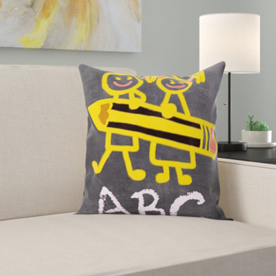 Housse et insert de coussin carré Retour à l'école