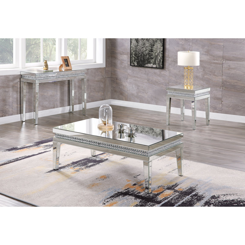 Guerrera Mirrored Glass Top End Table