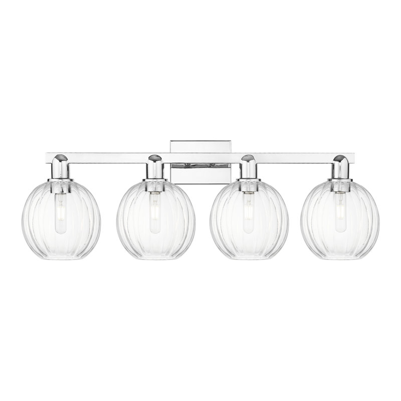 Eldon - Luminaire de salle de bain 4 lumières à abat-jour sphérique 36 po, Chrome poli, Transparent