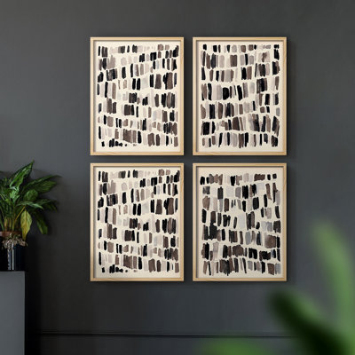 «Chalk and Flint I», reproduction encadrée - ensemble de 4