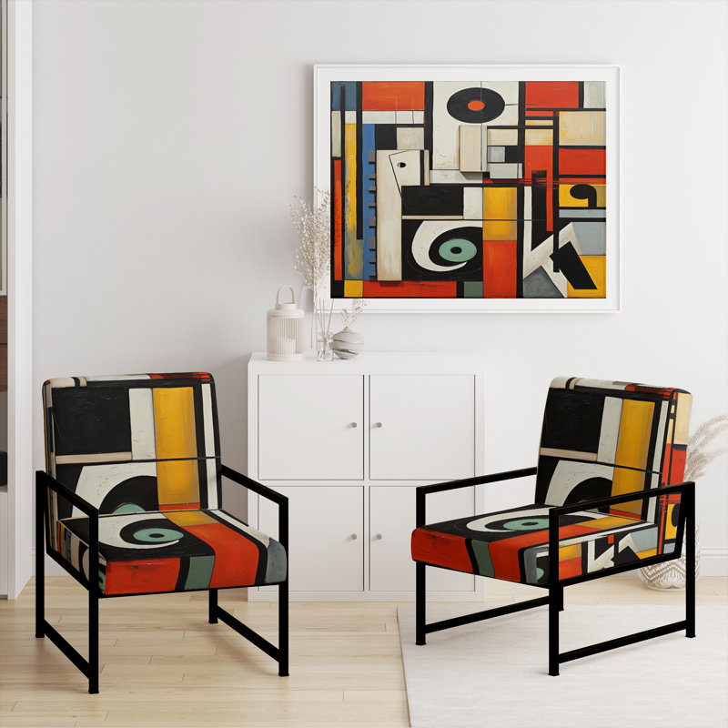 Crissom - Fauteuil rembourré d'appoint abstrait, Noir, noir, noir, noir