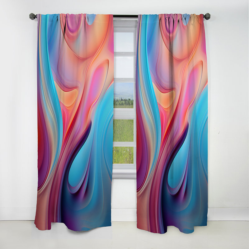 Wieland - Rideau occultant abstrait à formes modernes - 1 panneau, L 52 po x L 95 po