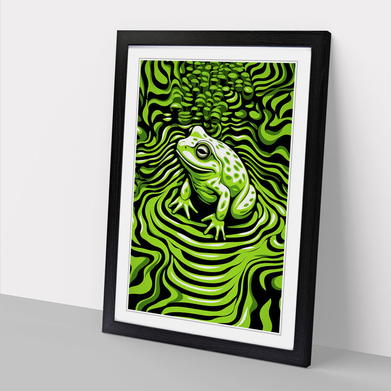 Frog Op - Framed Print, Black Framed, 34cm H x 25cm W