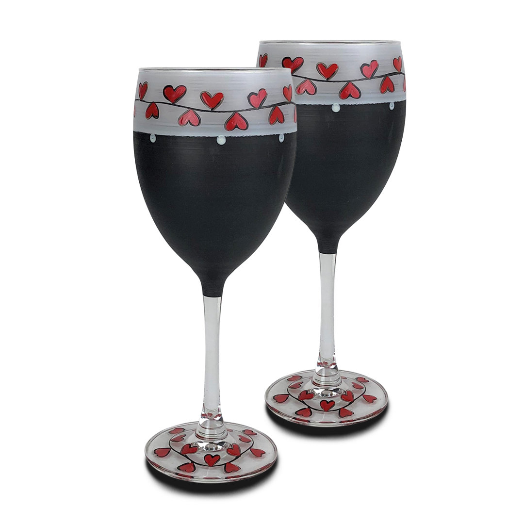 Hearts & Vines 10.5oz. Wine Glass Set (Set of 2) Golden Hill Studio