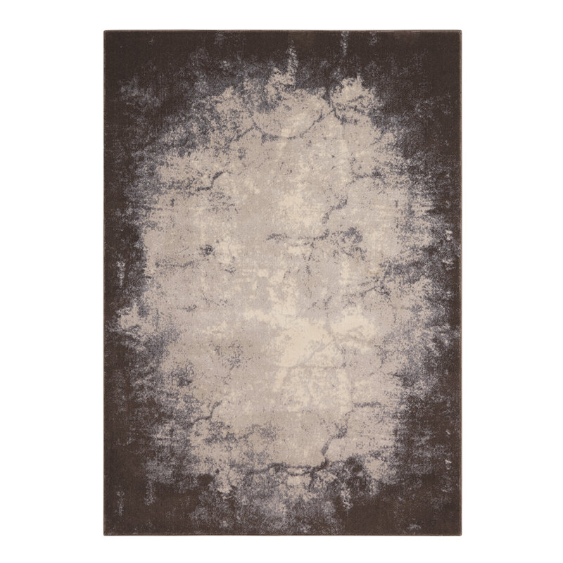 Tapis ivoire / gris à motif abstrait Greater Taree, Rectangle 9 pi 3 po x 12 pi 9 po