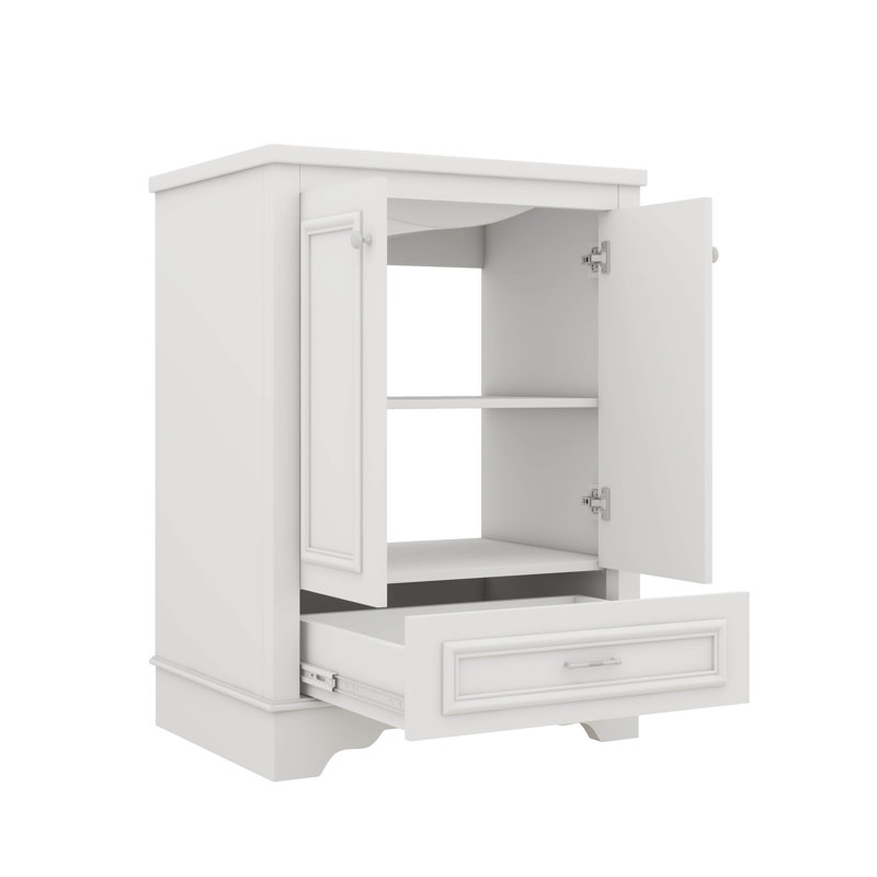 Ensemble de meuble-lavabo autoportant contemporain 24 po avec lavabo en céramique 24 po, Blanc