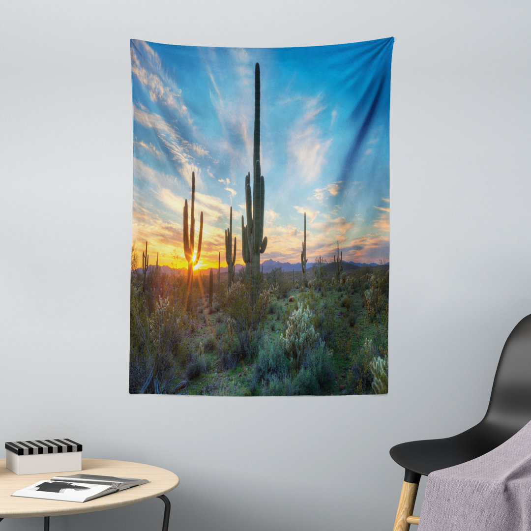 Wandteppich, Cactus Noon, Saguaro, Grün blau