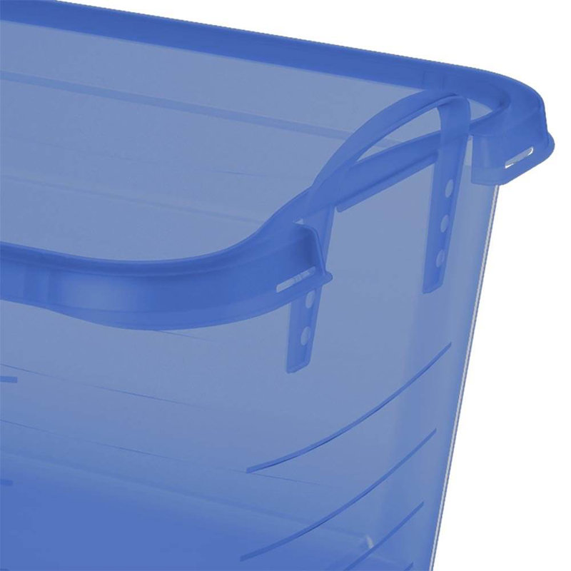 Bac de rangement empilable, contenant léger, Bleu, 55