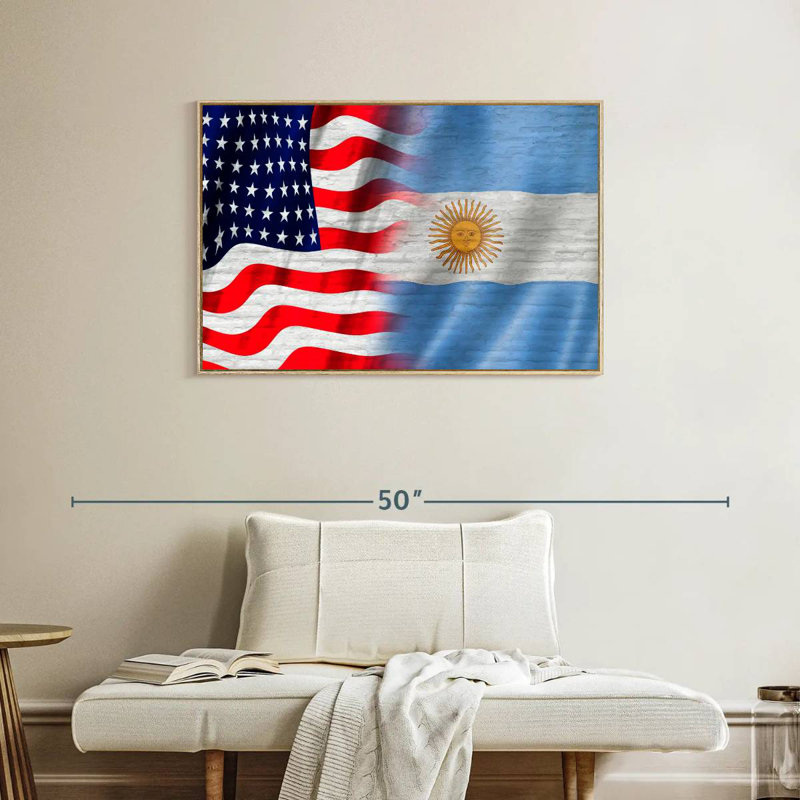 États-Unis et l'Argentine Molesley, Cadre flottant en bois naturel, 37 po x 25 po