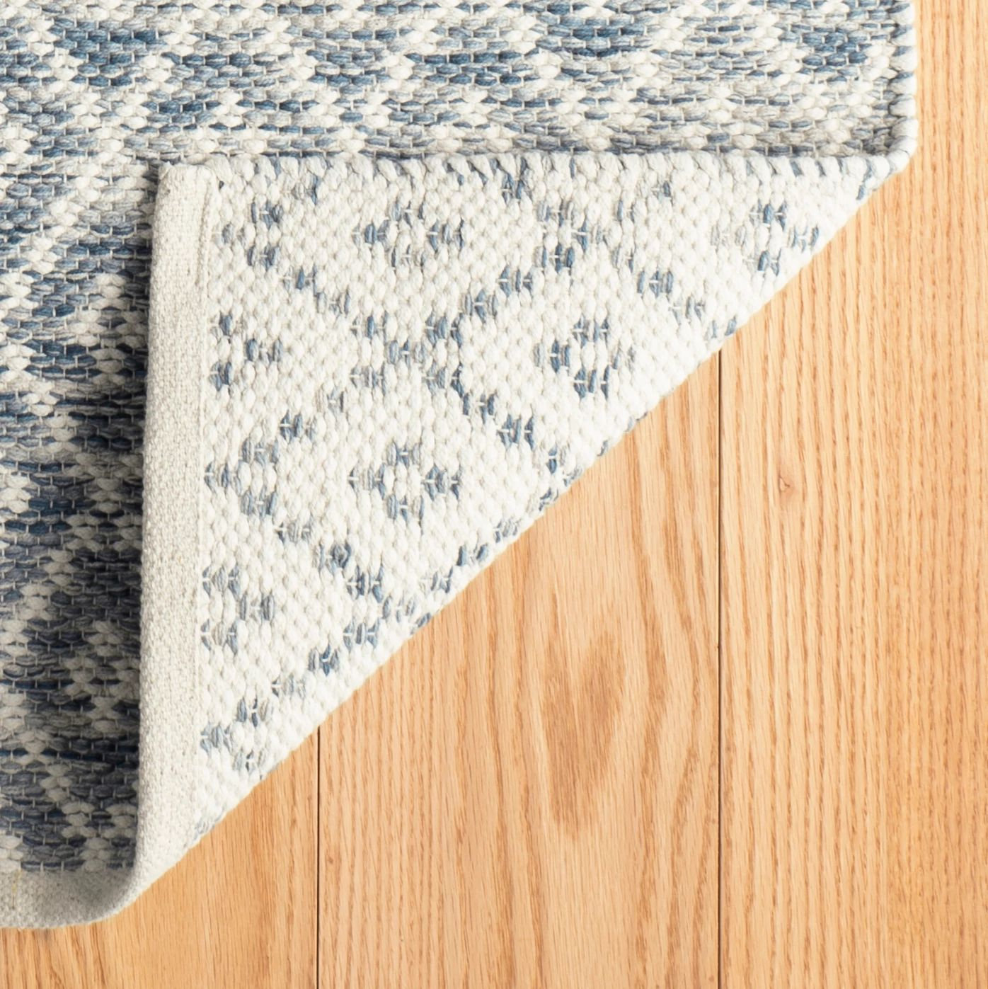 Melange Diamond Blue Hand-Woven Geometric Rug, Runner 2'5" x 8'