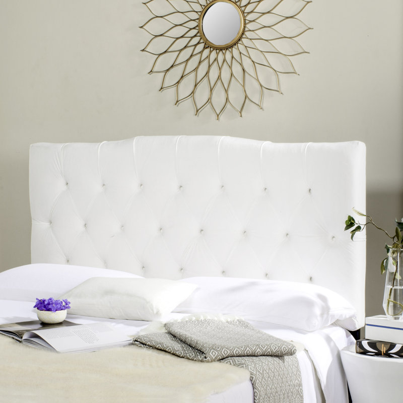 Nicastro Upholstered Panel Headboard, Queen, Velvet White