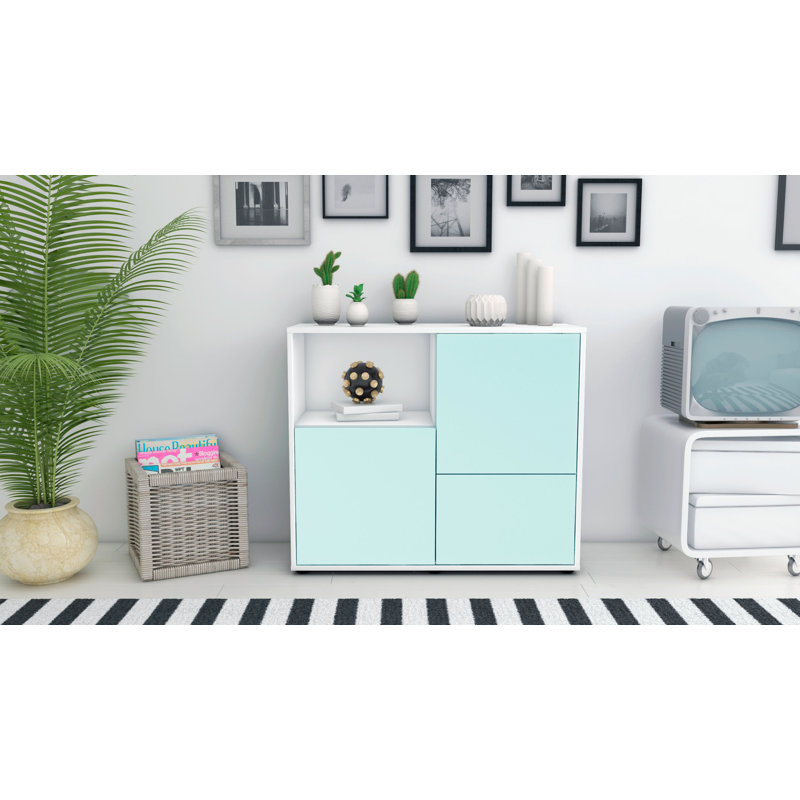 Powhattan 92cm Sideboard, White and Light Blue