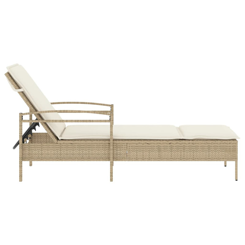 Dossier réglable standard Sun Lounger PE Rattan, Gris clair, Beige