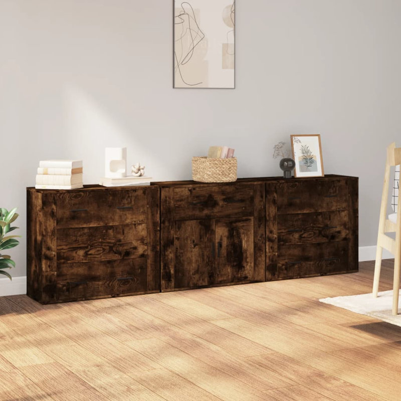 Tidioute 33 Cm Wide 7 Drawer Sideboard, Smoked Oak