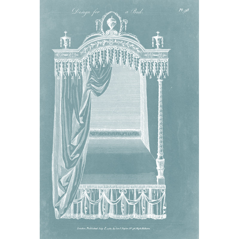 " Design For A Bed II " by Hepplewhite, 12" H x 8" W x 1.25" D