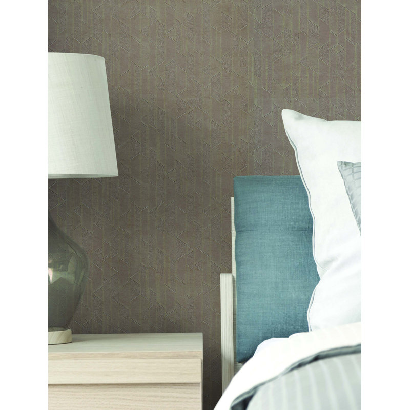 Geometric Wallpaper Roll, Aged Bronze