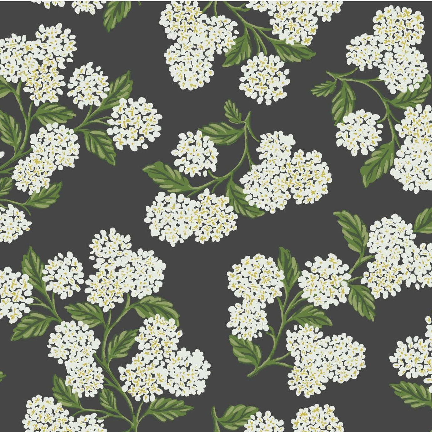 Rifle Paper Co. Hydrangea Wallpaper Double Roll, Black/White