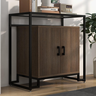 Storage Cabinet with Doors, Space Saving Wooden Buffet Sideboard with Storage, Modern Accent Cabinet with Open Storage Shelves for Bedroom Kitchen Hom by Ebern Designs