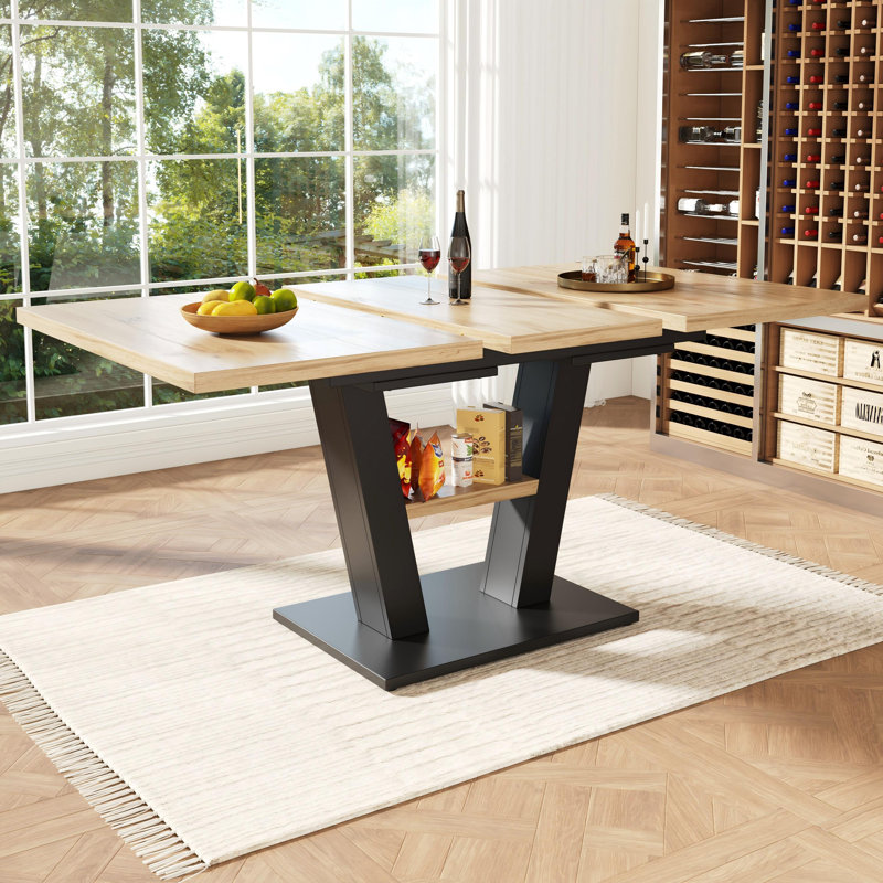 Extendable Metal Base Dining Table
