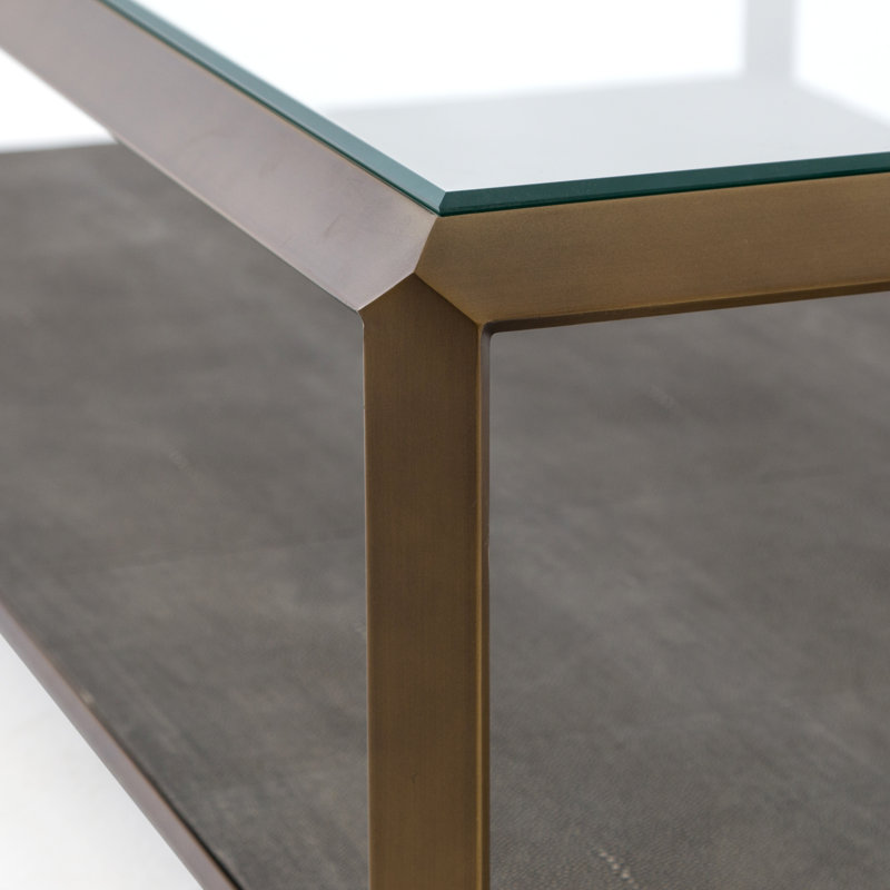 Shagreen Coffee Table, Antique Brass