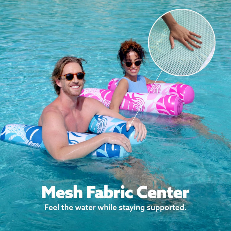 Ensemble de 2 flotteurs pour hamac pour adultes, 4 dans 1 piscine gonflable multi-usages pour piscine, Blue/Pink