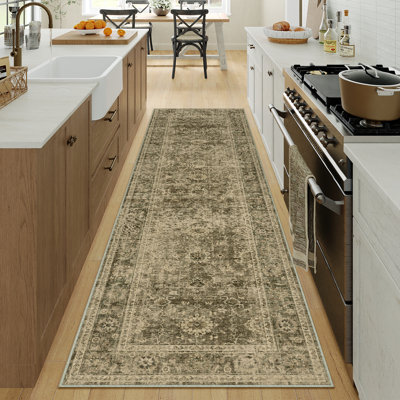 Romola Machine Washable Oriental Area Rug For Living Room with Non-Slip Backing