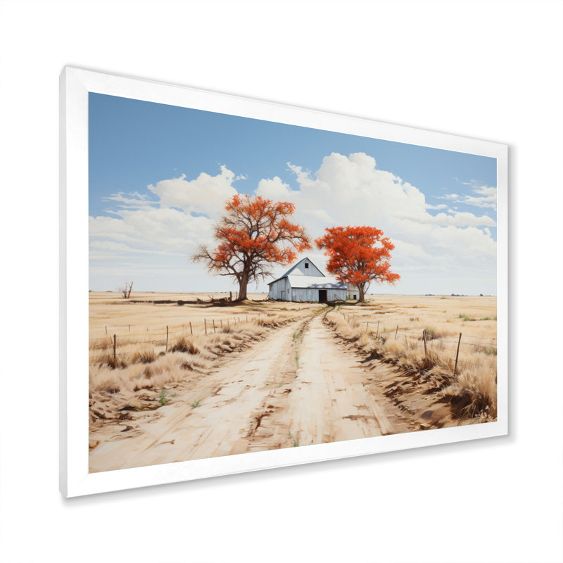 Marvela Farmhouse Minimalisme Path I - Imprimé, Cadre simple blanc, H 12 po x l 20 po x P 1 po