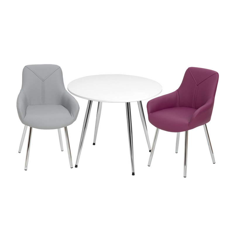 Paz Kids 3 Piece Round and Chair Set, Purple/Grey