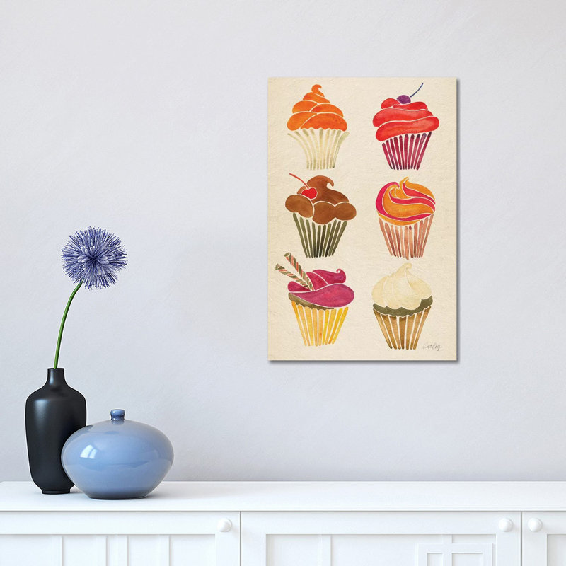 Strickler Cupcakes, H 18 po x l 12 po x P 1,5 po, Toile avec cadre noir, Pas de tapis