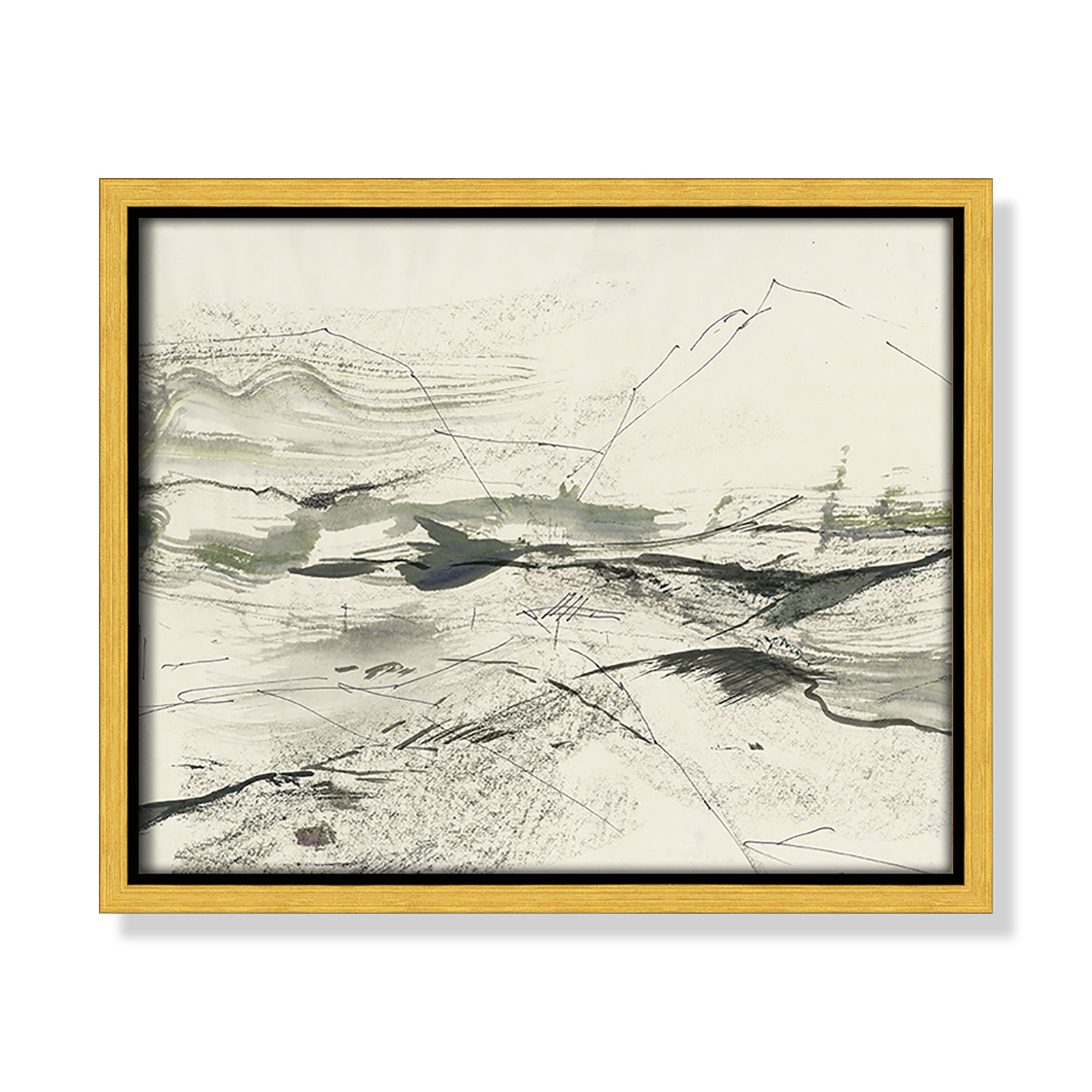 Green Sketches Print by PI Studio, 9.5" H x 11.5" W x 2" D, Gold Floater Framed, No Mat