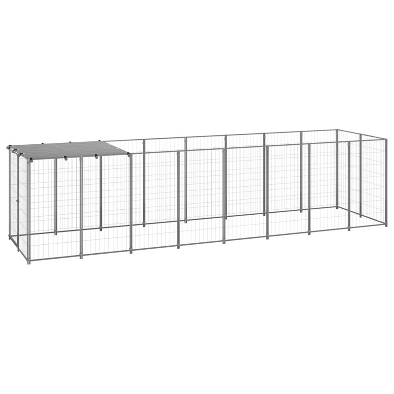 Poole 43.31cm H Metal Yard Kennel With Door, Silver