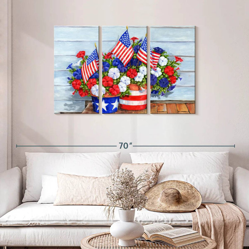 Harnek Petunias And Flags, 28" H x 45" W