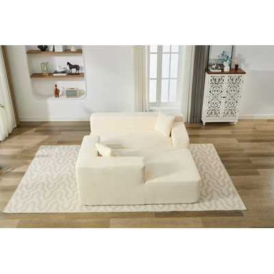 Canapé compressible en chenille beige