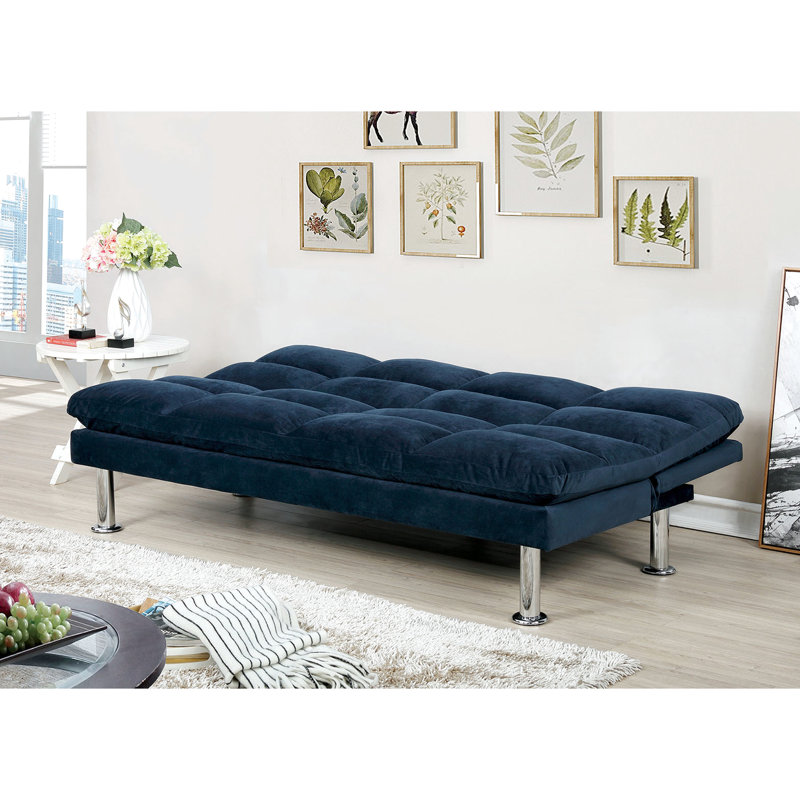 Futon en microfibre bleu marine 2 places convertible en lit