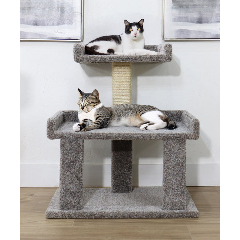 Arbre à chat en bois massif Prestige, Gris