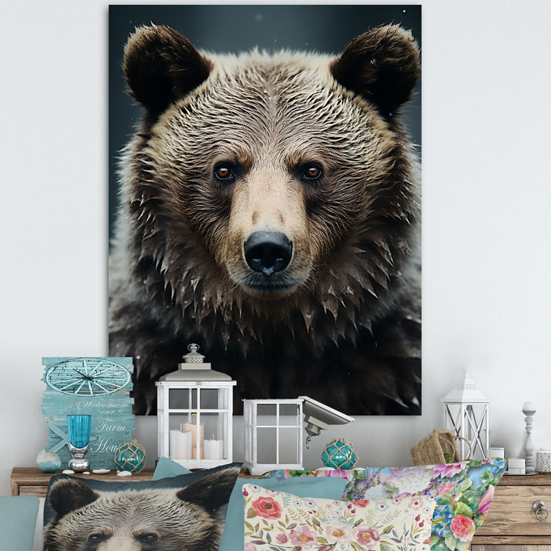 «Minimalist Grizzly Bear Essence», reproduction sur toile, Toile tendue, H 32 po x l 16 po x P 1 po