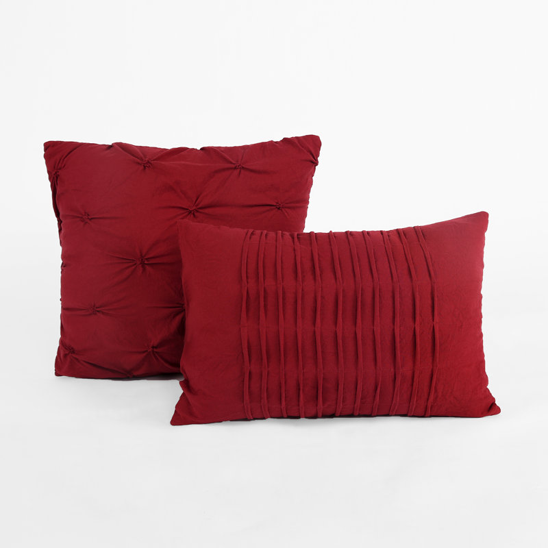 Ravello Microfiber Comforter Set, King Comforter + 2 King Shams + 2 Throw Pillows, Red