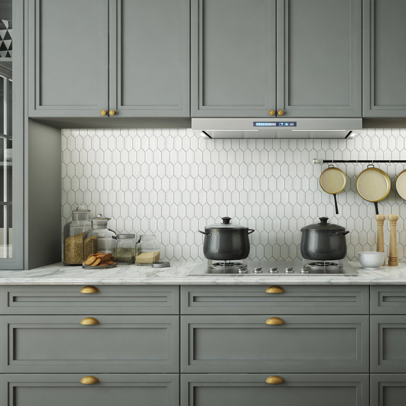 Supreme Tile Classic 13.31 in. x 10.24 in. Picket Glossy Glass Mosaic Tile, White