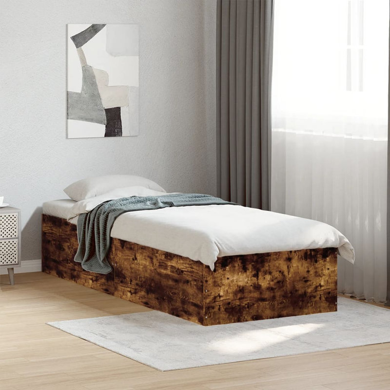 Vidaxl Bed FrameEngineered Wood, Smoked Oak, 100 x 200cm