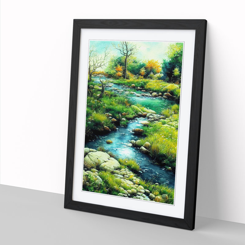 Watercolour Babbling Brook Vol.2 1 Piece Wall Art, 34cm H x 25cm W x 2cm D, Oak