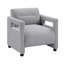 Chaise d'appoint, fauteuil gris avec revêtement en tissu et tissu d'ameublement rembourré avec cadre en contreplaqué-1660620318
