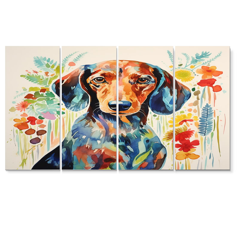 Frias - chien, art mural 4 pièces, H 28 po x l 48 po