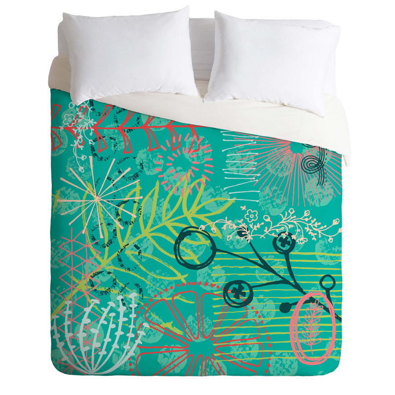 Kerrie Satava Polyester Floral Duvet Cover, Queen Duvet Cover + 2 Standard Shams