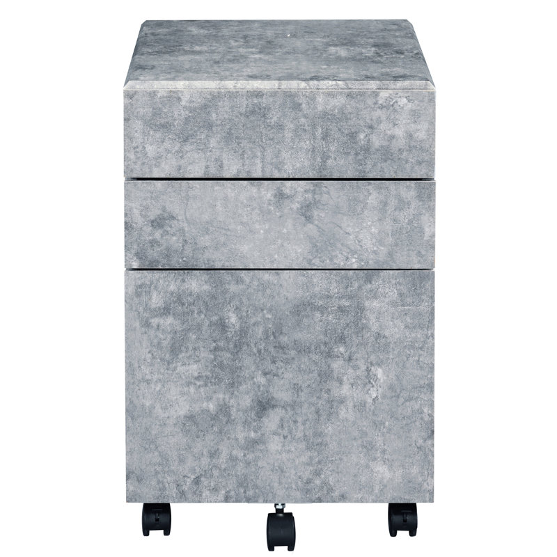 3 classeurs en argent, finition faux béton pour une organisation de bureau simplifiée, argent avec 3 tiroirs à usage domestique