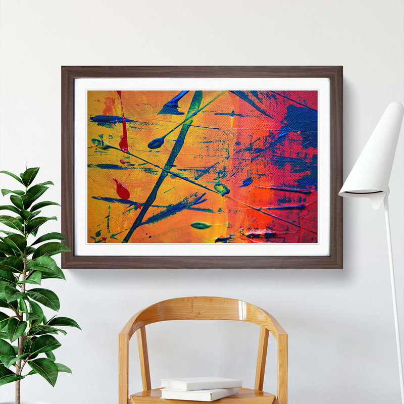 Abstract Art Painting Vol.157 by S.Johnson - Framed Print, 48cm H x 65cm W x 2cm D, Walnut Framed