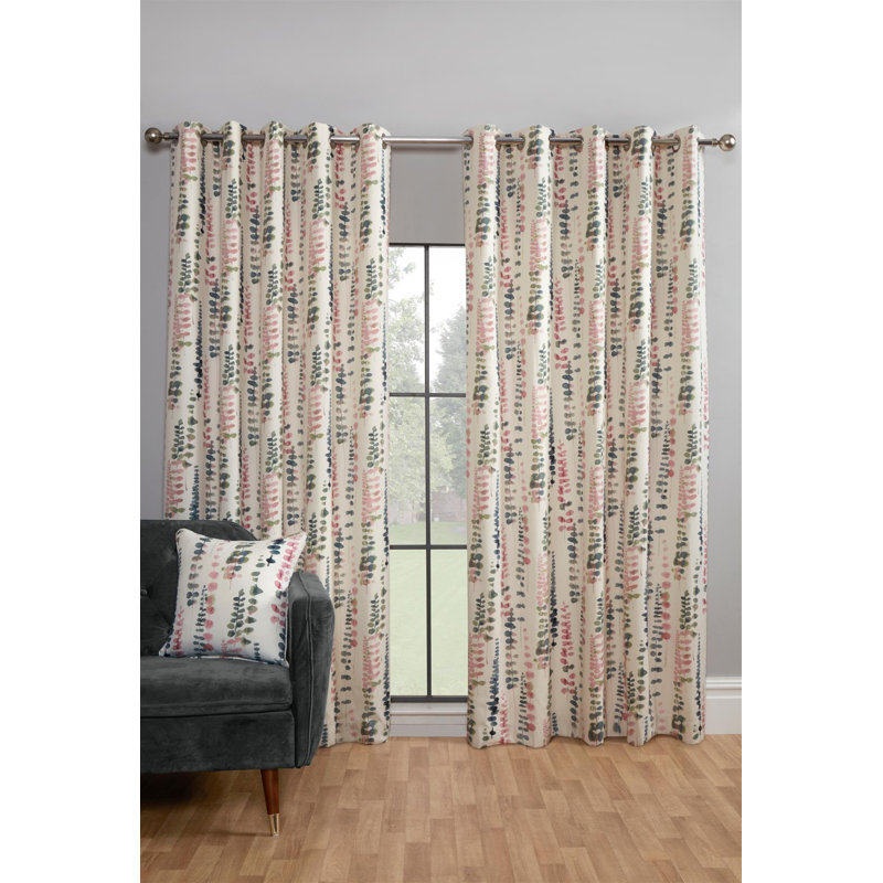 Ceara Semi Sheer Curtain Pair, Pink, 117 W x 229 D cm