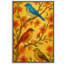 «Colorful Songbirds on Spring Blossoms» sur fond jaune chaleureux - reproduction d'art sur toile encadrée-120783855-120783849