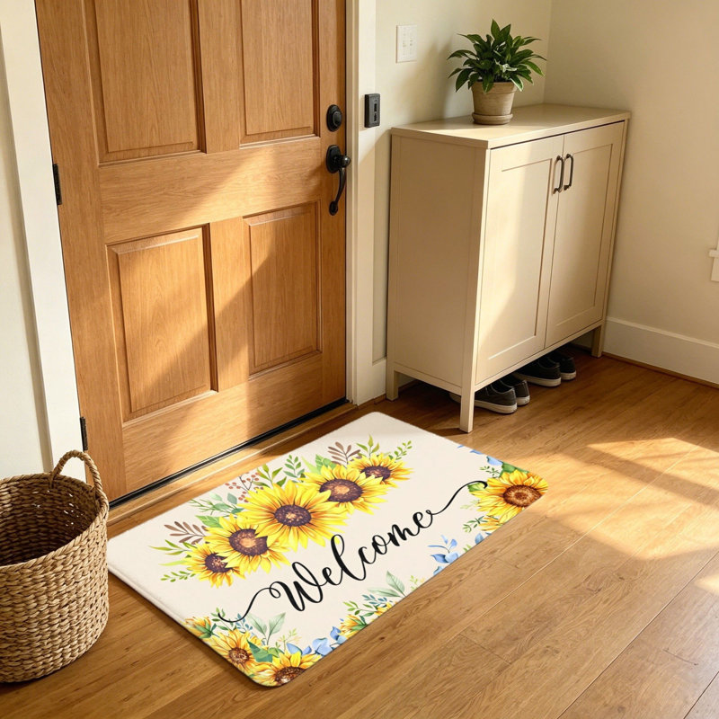 Tapis de bienvenue tournesol jaune vert 20 po x 32 po pour utilisation quotidienne